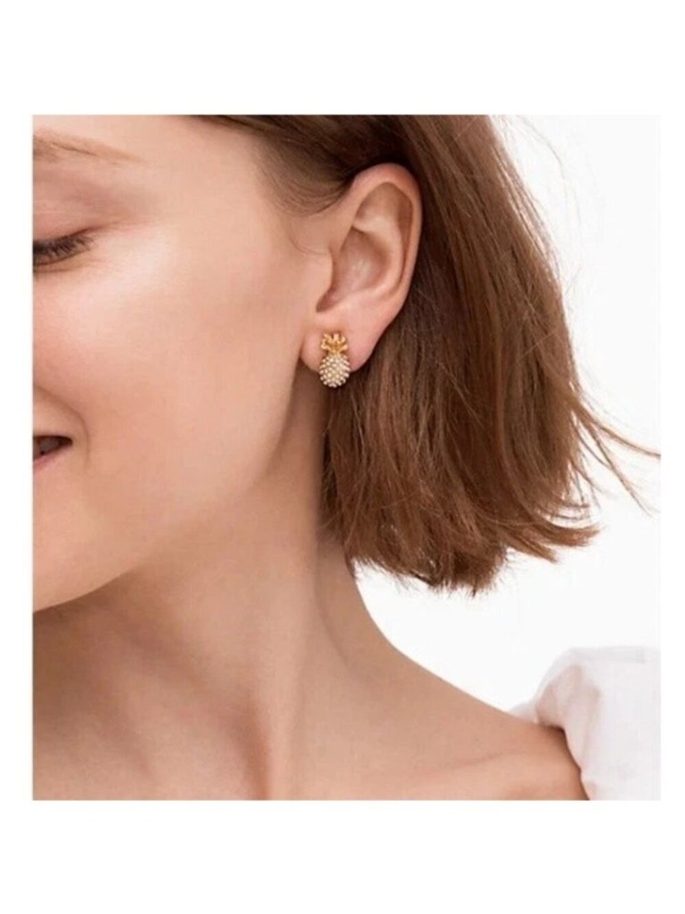 Kate Spade Pave Earrings Pineapple By the Pool - Picture 3 of 3